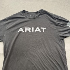 Ariat Shirt Mens 2XL Black USA Flag Logo Graphic Tee Patriotic Tagless