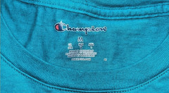 Champion Classic Script Logo Cotton Jersey Tee, Electric Cyan Teal, Medium