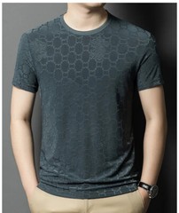 New Fashion Trend Ice Silk Breathable Summer Short Sleeve Luxury Men T-Shirt