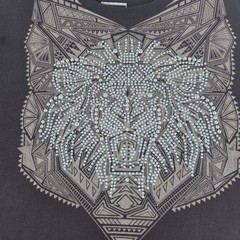 Sean John Shirt Mens 2XL Black Lion Graphic Rhinestone Urban Hip Hop Tee Cotton