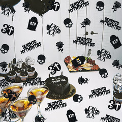 Death to My Twenties Confetti, Black Glitter R.I.P 20S Table Scatters, 30Th Birt