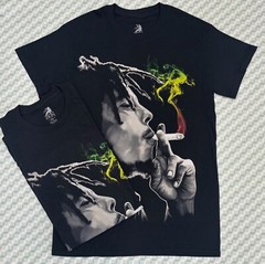 Bob Marley Smoking Weed Graphic T-shirt Men Black Short Sleeve Music