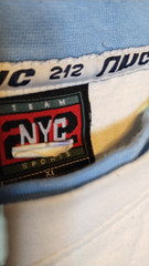 212 NYC Team Sports City Mens Sz XL Embroidered T-Shirt White/Blue Y2K/90’s VTG
