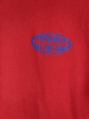 Vintage Anvil Tear Away Label Pistolville Hot Rod Shop XL Red