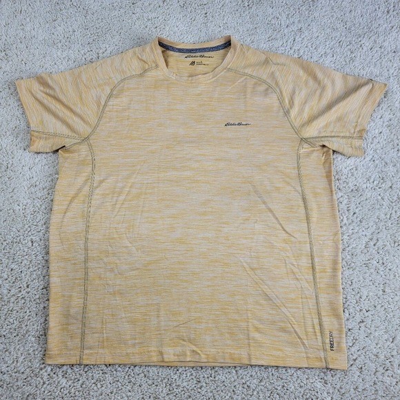 Eddie Bauer Mens Large Yellow Marled Short Sleeve T Shirt FREE-DRY Athleisure