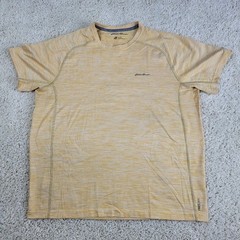 Eddie Bauer Mens Large Yellow Marled Short Sleeve T Shirt FREE-DRY Athleisure