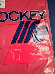 Vtg Jockey Life Blank Pocket T-Shirt Mens RED Deadstock Single Stich 80s *7FB