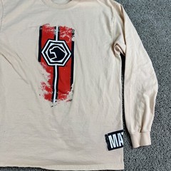 Matco Tools Shirt Mens Small Orange Black Wrap Around Print Long Sleeve Mechanic