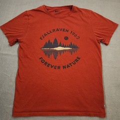 Fjallraven Forever Nature Forest Mirror Graphic T-Shirt Mens Large Red Tee