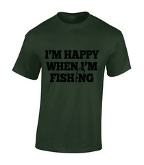 I’M HAPPY WHEN I’M FISHING MENS T SHIRT CARP FISHERMAN ANGLER GIFT IDEA PRESENT
