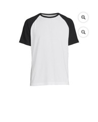 George Men’s White & Black Semi-Fitted Pullover Raglan Short Sleeves T- Shirt