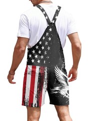Men’s Outfits 4th of July Adjustable Strap Rompers Usa Eagle American Overall…