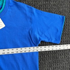 Vintage Fruit of the Loom Double Collar Sleeve T Shirt Blue M NEW Made in USA