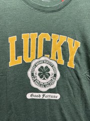 Lucky brand men’s t shirt medium green logo cotton polyester rayon new with tag