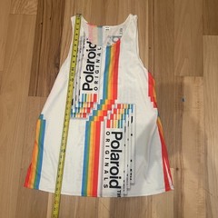 Polaroid Originals Graphic Tank Top Men’s Large Rainbow Stripe Retro White Tee