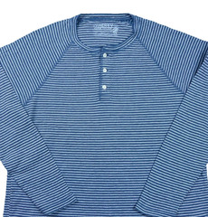 Faherty Cloud Cotton Henley Shirt Men Large Striped Blue Pima Cotton Long Sleeve