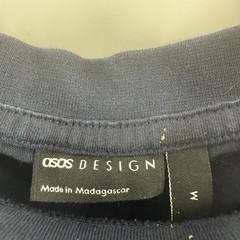 ASOS Design Essentials Crew Neck T Shirt Mens Medium Navy Blue Cotton Casual