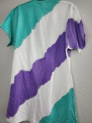90s Style White Teal Purple T Shirt Tie Dye Single Stitch XL Jazz Like Print