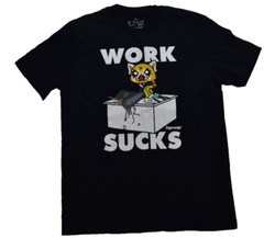 Aggretsuko Mens Work Sucks Funny Black Shirt New L, 2XL, 3XL