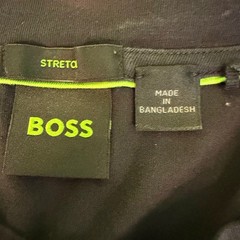 Hugo Boss Mens M T-Shirt Black Blue Contrast Piping Logo Collar Stretch