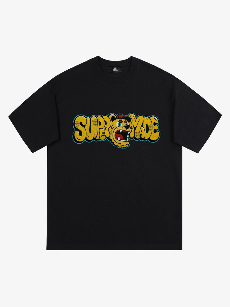 Street Graffiti Trendy Tiger Head Font T-Shirt