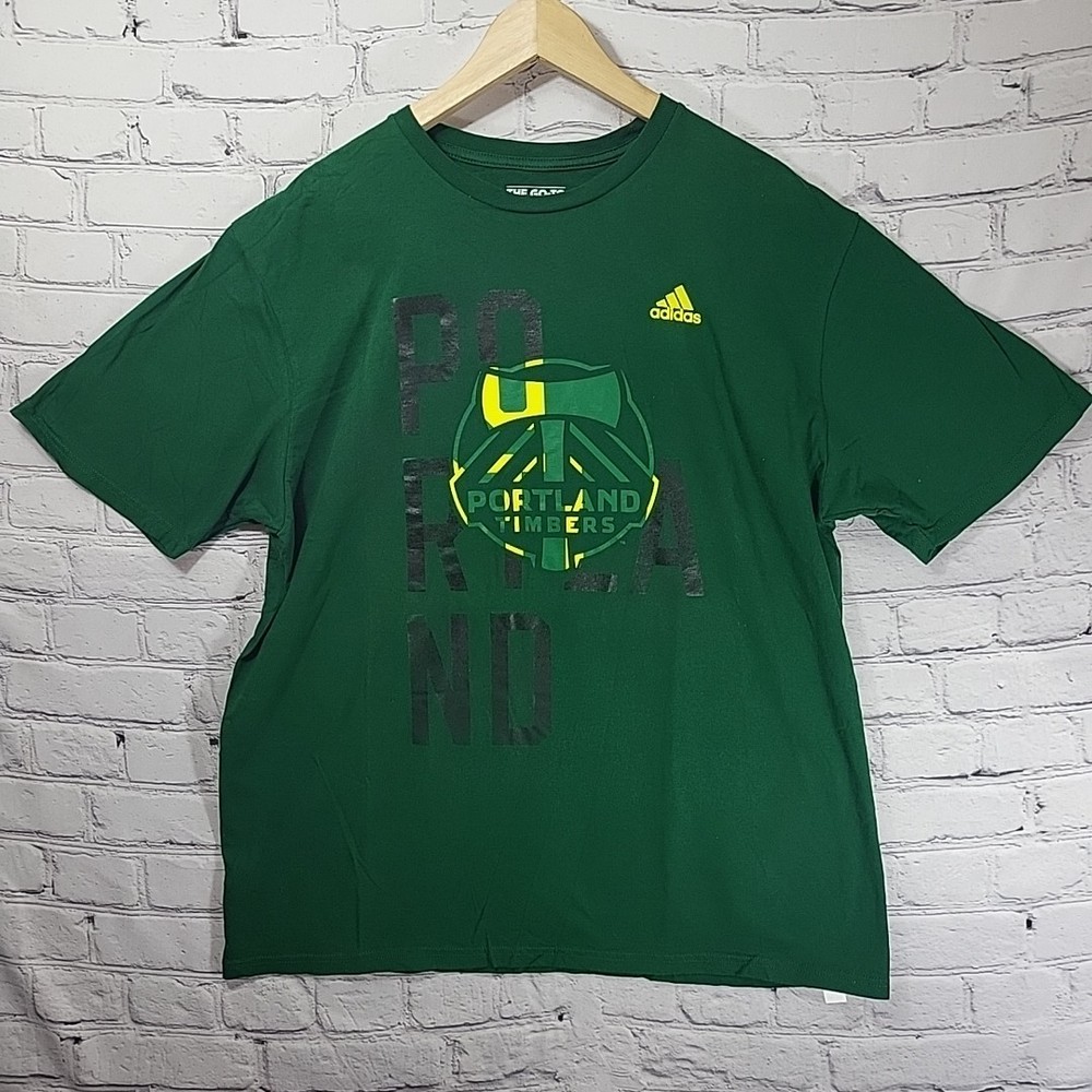 Portland Timbers Mens XL T-Shirt THE GO-TO TEE Adidas Green 100% Cotton