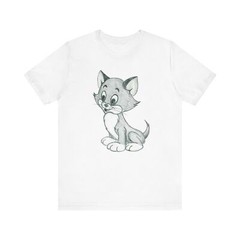 Vintage Inspired Cute Cartoon Drawing Kitten Unisex Jersey Short Sleeve Tee