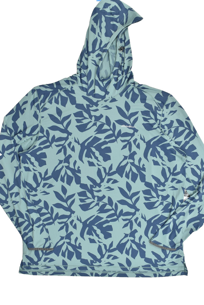 Eddie Bauer Men’s XL Solarfoil Freeshade Print Pullover Hoodie Dark Seafoam NWT