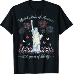 USA 250th Anniversary Shirt Women 4th of July Tees Patriotic T-Shirts