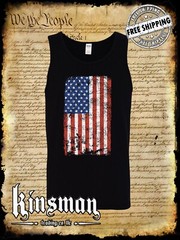 Distressed American US Flag Tank Top T-Shirt – Patriotic 4th of July Military