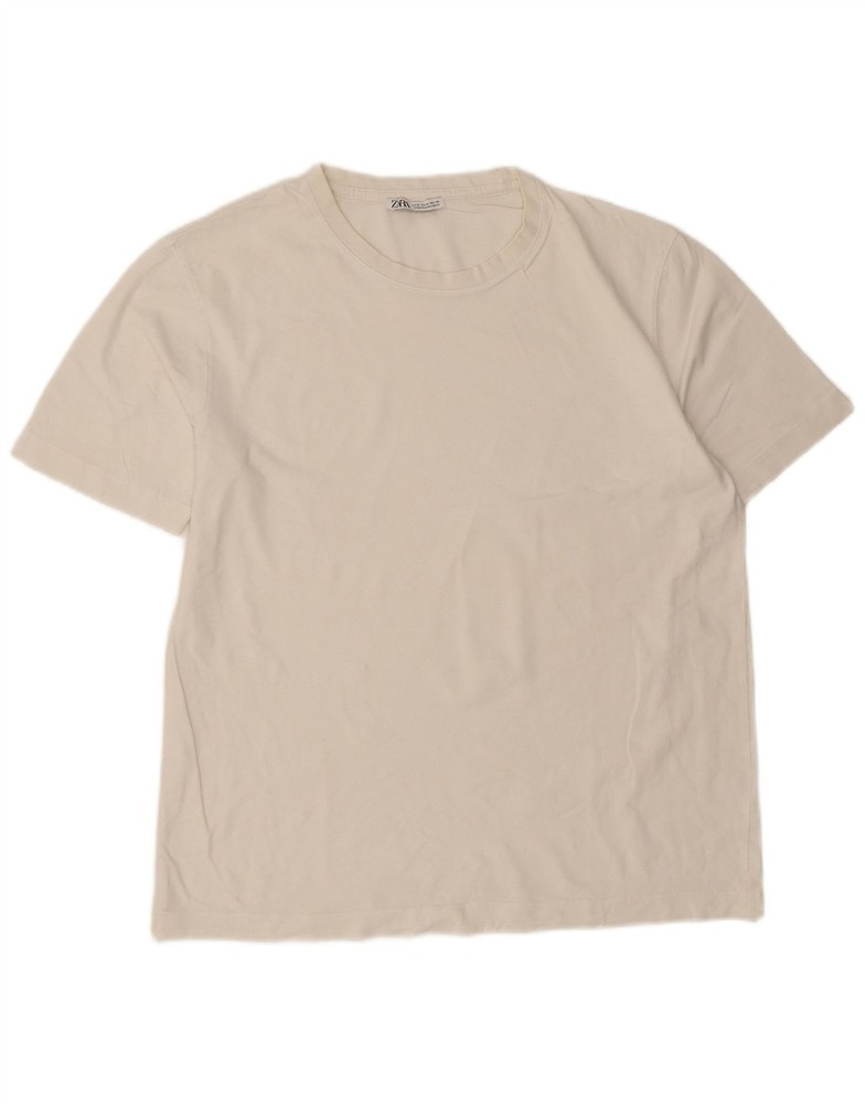 Zara Mens T-Shirt Top Medium White Cotton CM10