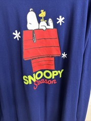 Peanuts T-shirt Men’s XL/XG Snoopy & Woodstock Navy Blue Long Sleeves (46-48)