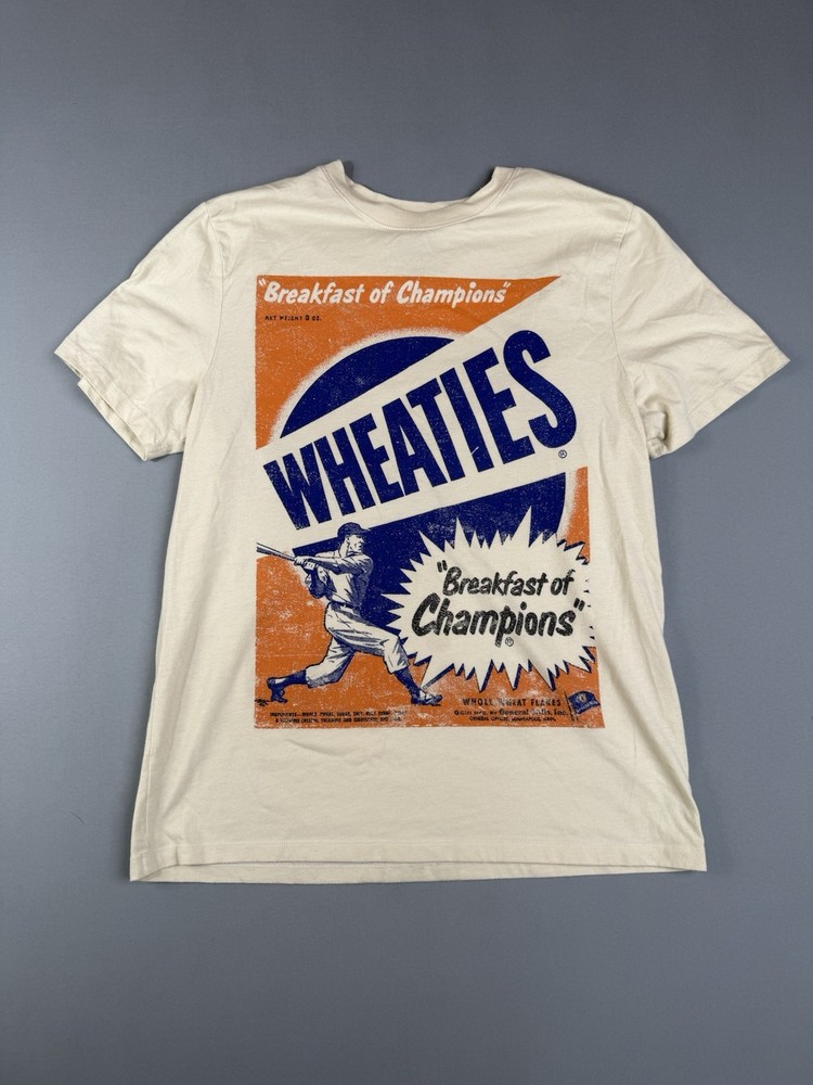 Wheatie’s Vintage Inspired White Graphic Cotton Jersey Crew Neck T-Shirt M