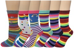 Sumona 6 Pairs Women Colorful Fancy Design Soft & Stretchy Novelty Crew Socks…