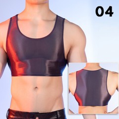 Lingerie Half Tank Top Glossy Vest Workout Sports Bras Sleeveless Undershirt