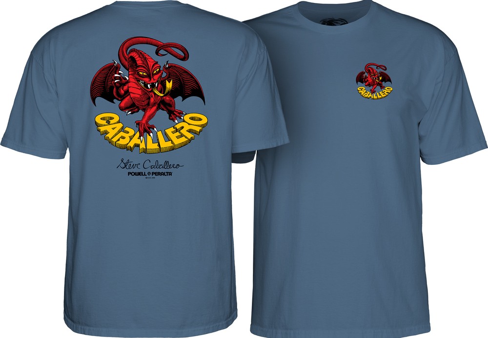 Powell Peralta Steve Caballero RED DRAGON II Skateboard T Shirt INDIGO BLUE