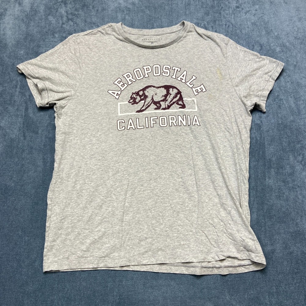 Aeropostale T-Shirt Mens XL Heather Gray California Bear Logo Everyday Wear