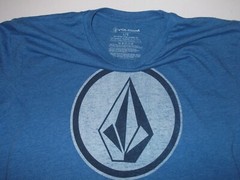 Volcom Shirt Mens Large Blue Stone Logo Short Sleeve Crew Cotton Skate Surf