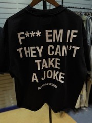 BRAND NEW – Bottega Desires Tee T-Shirt F**k Joke (L) Black White