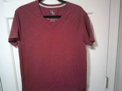 B2 Original Blends Men’s Shirt, maroon red, Size large, V-neck 100% cotton 👨
