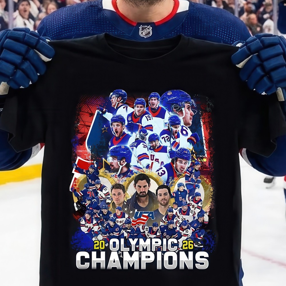 USA Olympic Hockey Team Winter Milano Cortina 2026 Double Gold Graphic T-Shirt