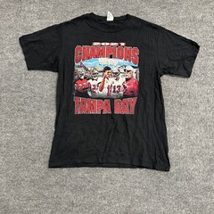 Gildan T-Shirt Mens Size L Black 2021 Tampa Bay Champions Go Buc Wild Cotton Tee