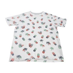 Free Planet Shirt Mens Large White Allover Pineapple Palm Tree Graphic Tee Top