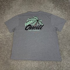 O’Neill Shirt Mens 2XL Gray Palm Tree Graphic Crew Neck Tagless Cotton