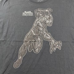Marvel Avengers Black Panther Embroidered Character Logo Black T-Shirt Size XL