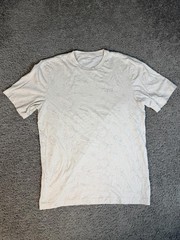 Travis Mathew Shirt Mens M Beige Marbled Crew Neck Cotton Regular Fit Tagless