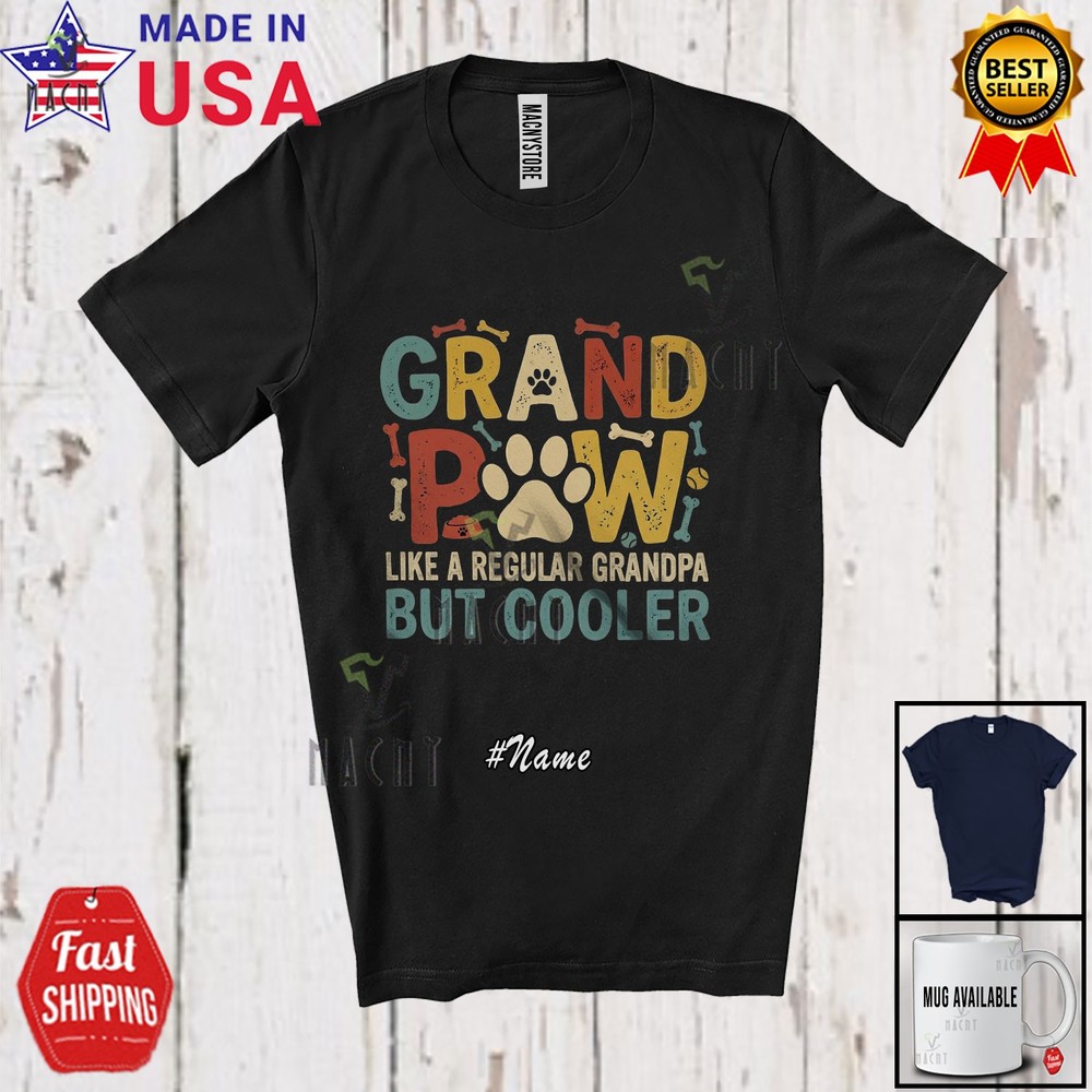 Custom Name Vintage Grandpa Paw Definition Cooler; Father’s Day Dog Cat T-Shirt
