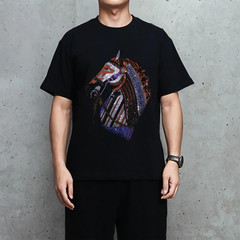 New Men Luxury Diamond Horse Rhinestones Fashion T-Shirt High Quality