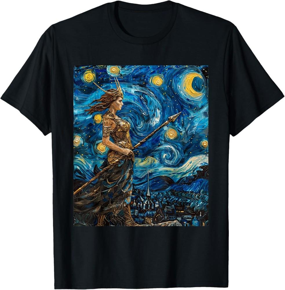 Women’s Valkyrie Style Van Gogh Starry Night T-Shirt Gift All Size S-5XL
