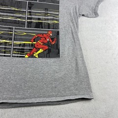The Flash Shirt Adult Large Gray Graphic Crew Neck Preshrunk Cotton Super Hero